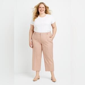 LAFAYETTE 148 NEW YORK Wide Leg Trousers Pink Coral Melange Pleated Size 14 NEW